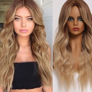 24 inch Wavy Ombré Light Brown Wig